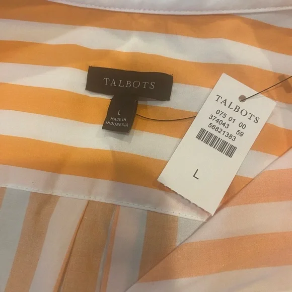 Talbots Vibrant Orange and White Striped Shirt - Picture 10 of 11